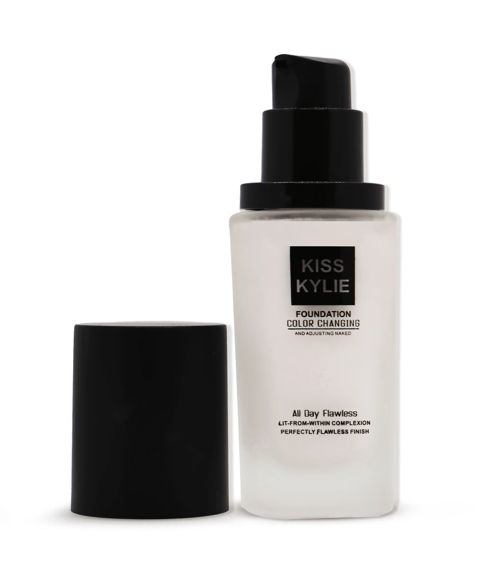 KISS KYLIE FOUNDATION COLOR CHANGING AND ADJUSTING NAKED is your go-to for an all-day flawless, lit-from-within complexion. This innovative foundation adjusts to your skin tone, providing a perfectly flawless finish. Its color-changing formula ensures that your complexion remains even and radiant throughout the day, adapting seamlessly to your natural skin tone for a truly naked look.